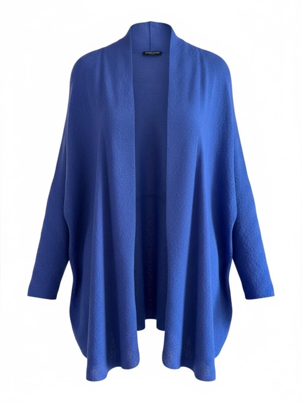 Eileen Fisher Wool Royal Blue Open-Front Draped Cardigan SP